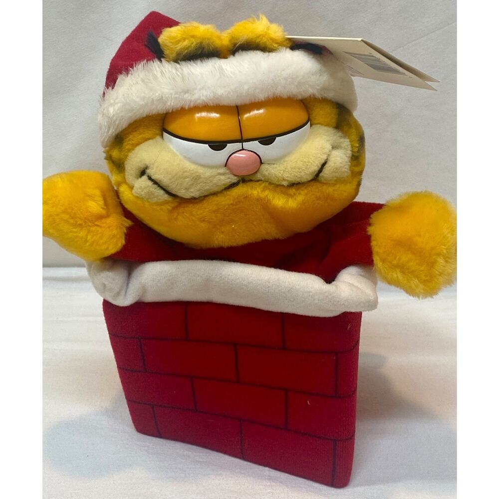 Vintage 1982 Dakin Garfield long fuzzy hair hand puppet plush stuffed animal